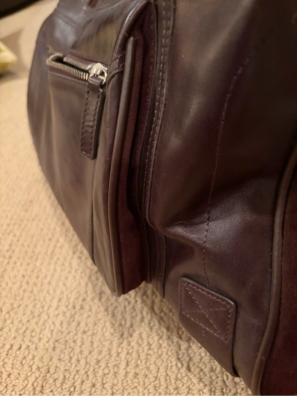 Fossil Brown Leather and Suede Weekender Bag - Picture 10 of 11